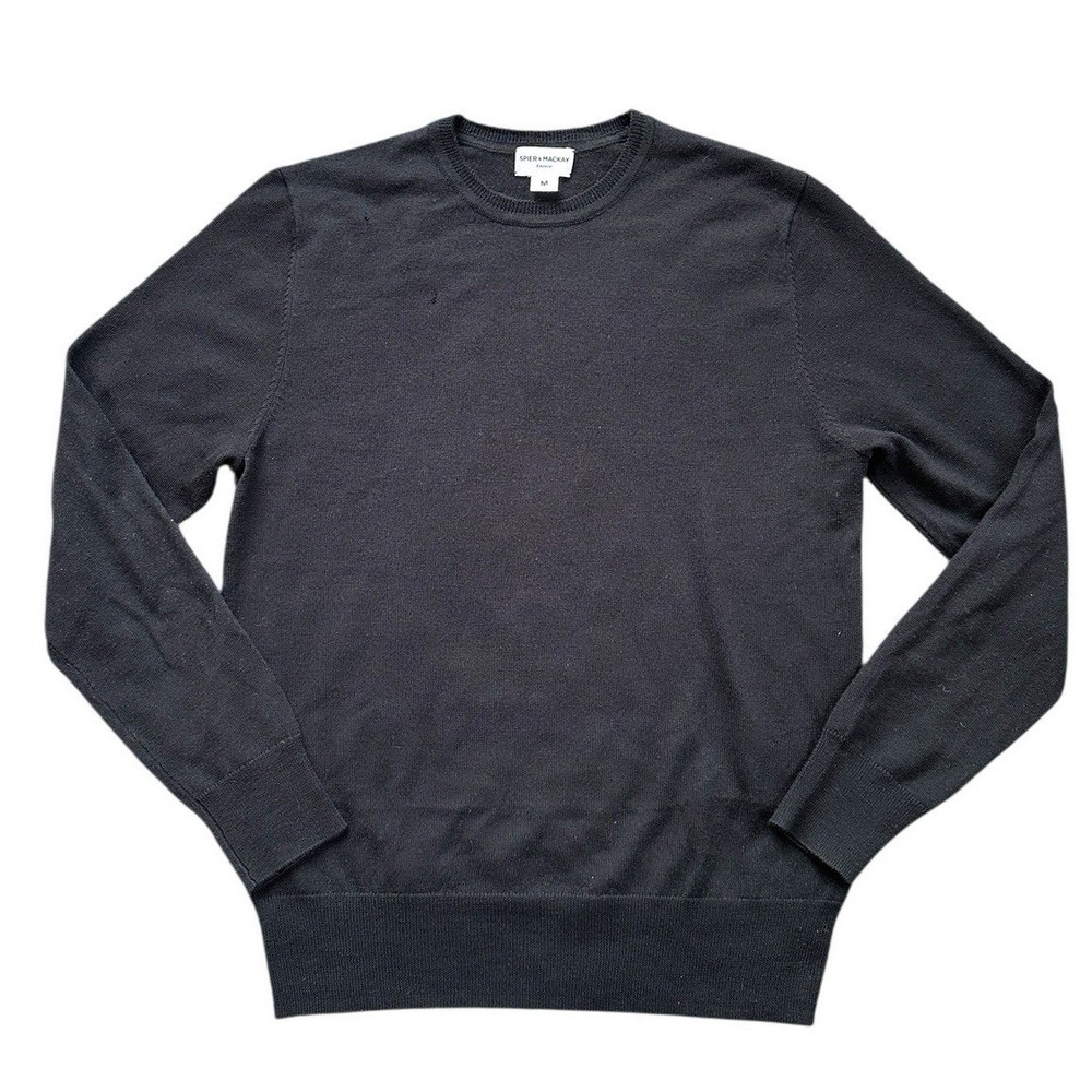 Spier & Mackay Crewneck Sweater Women M Black 100% Merino Wool Flawed Knitwear